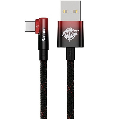 Кабель Baseus MVP 2 Elbow-shaped Fast Charging Data Cable USB to Type-C 100W 1m CAVP000420 черно-красный - фото 1 - id-p193309757