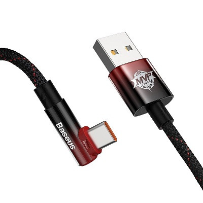 Кабель Baseus MVP 2 Elbow-shaped Fast Charging Data Cable USB to Type-C 100W 1m CAVP000420 черно-красный - фото 3 - id-p193309757