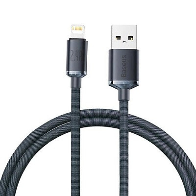 Кабель Baseus Crystal Shine Series Fast Charging Data Cable USB to iP 2.4A 1.2m CAJY000001 черный - фото 1 - id-p193309760