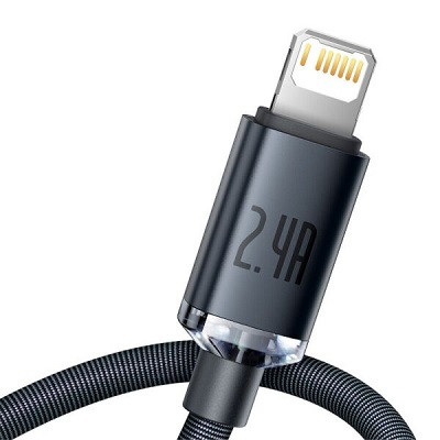 Кабель Baseus Crystal Shine Series Fast Charging Data Cable USB to iP 2.4A 1.2m CAJY000001 черный - фото 3 - id-p193309760