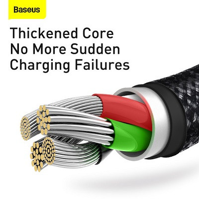 Кабель Baseus Tungsten Gold One-for-three Fast Charging Data Cable USB to M+L+C 3.5A 1.5m CAMLTWJ-01 черный - фото 5 - id-p193309764