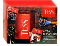 Чай Tess (4*25пак) подарочный набор чая в пакетиках c керамической кружкой.