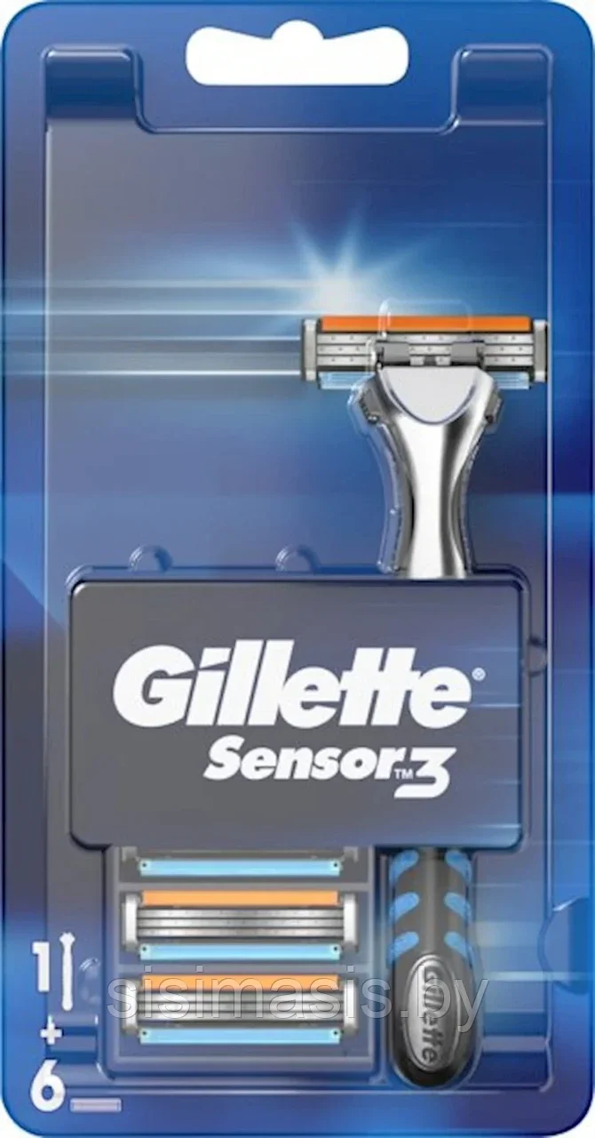 Станок для бритья Gillette Sensor 3 с 6 сменными кассетами, оригинал