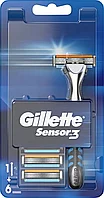 Станок для бритья Gillette Sensor 3 с 6 сменными кассетами, оригинал