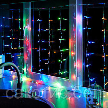 Гирлянда Светодиодный Дождь 1,5х1,5 м, свечение с динамикой, прозрачный провод, 230 В, диоды мультиколор - фото 4 - id-p193341893