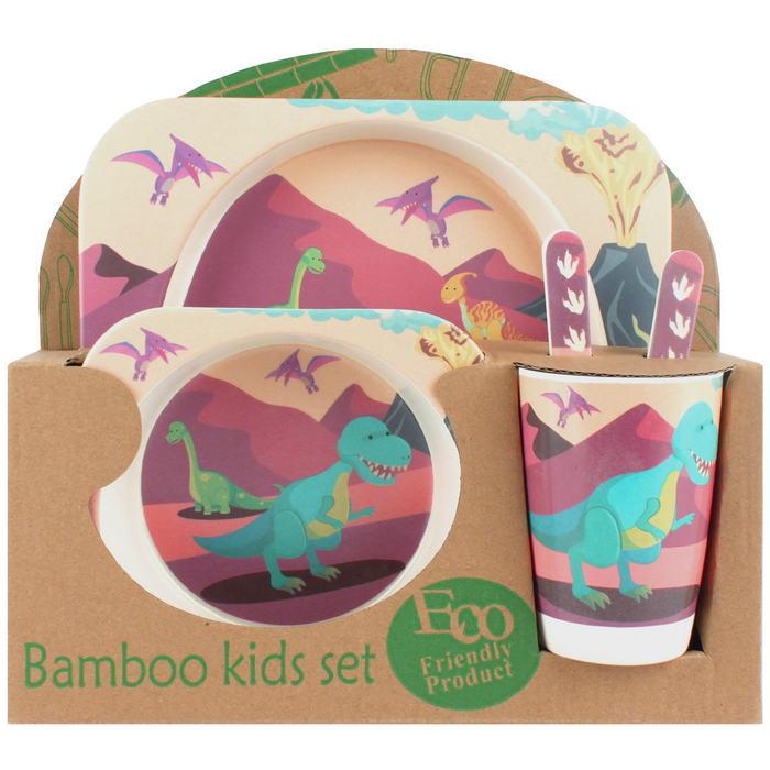 Детская посуда из бамбука из 5 предметовю Динозаврик - фото 10 - id-p193341901