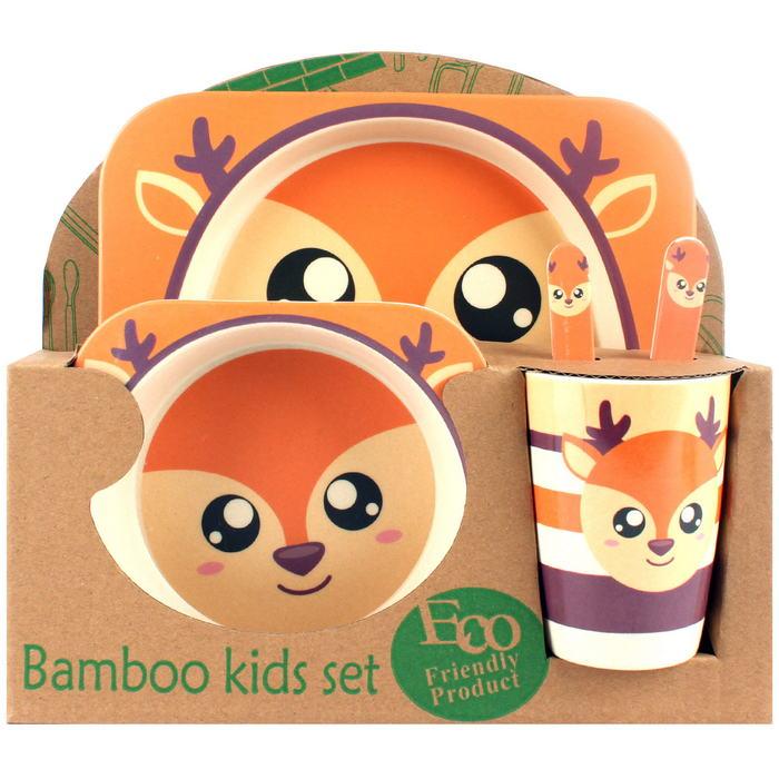 Детская посуда из бамбука из 5 предметов (набор) Bamboo Ware Kids Set. Белочка. - фото 10 - id-p193341903