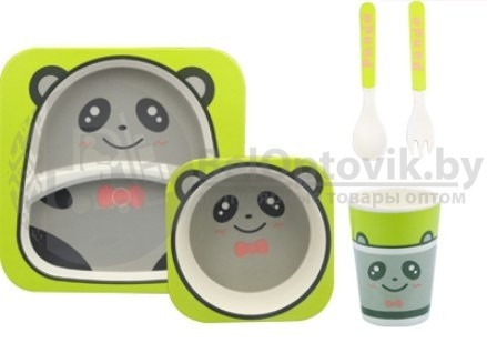 Детская посуда из бамбука из 5 предметов (набор) Bamboo Ware Kids Set. Кошечка - фото 4 - id-p193341908