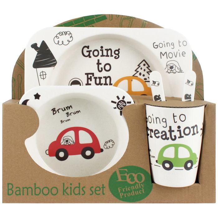 Детская посуда из бамбука из 5 предметов (набор) Bamboo Ware Kids Set.Машинки - фото 9 - id-p193341910