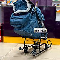 Cанки-коляска Ника (Nika) Наши Детки 6 Синий с листочками НДТ6/2, фото 2