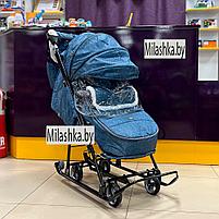 Cанки-коляска Ника (Nika) Наши Детки 6 Синий с листочками НДТ6/2, фото 3