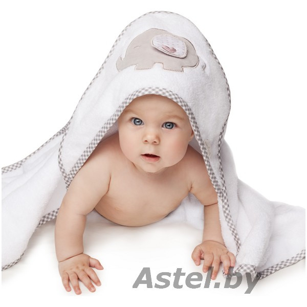 Полотенце детское с капюшоном Perina Слоник (белый) 95х95 см ПД-03.95 - фото 3 - id-p192256027