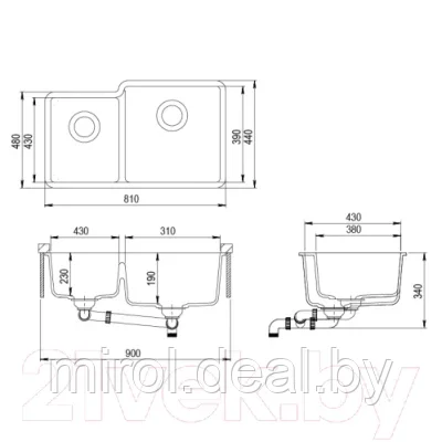 Мойка кухонная Aquasanita SQA230RW - фото 2 - id-p193346316