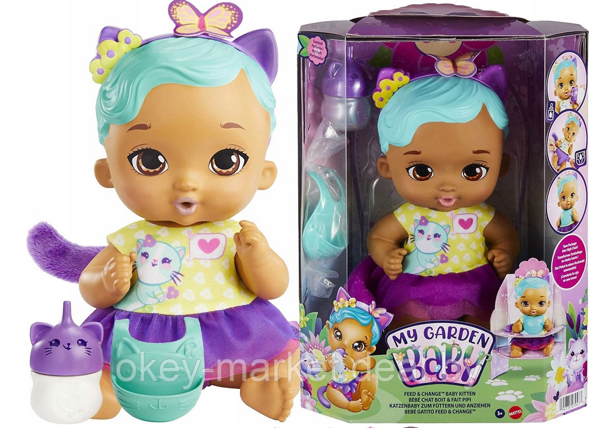 Кукла Mattel My Garden Baby Baby - голубо-фиолетовый котенок HHL22 - фото 7 - id-p193379001