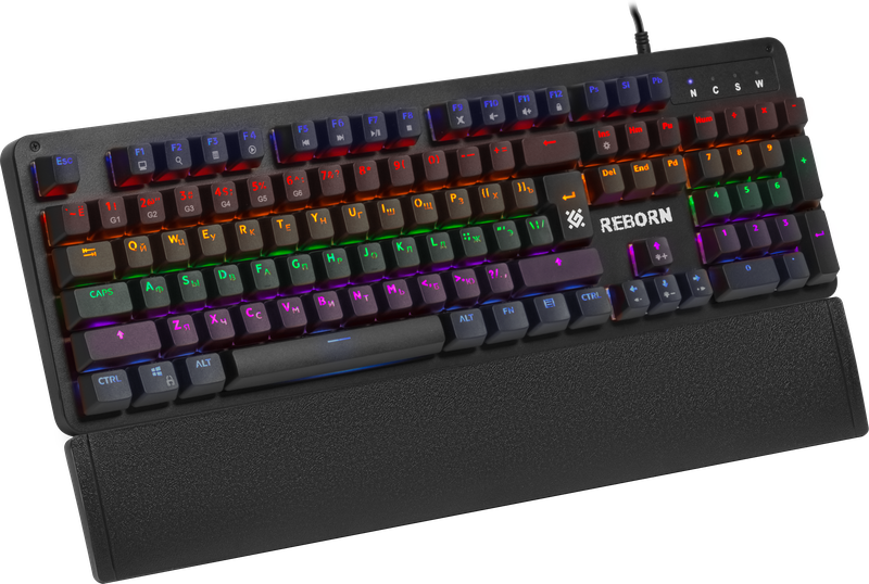 Проводная механическая клавиатура Defender Reborn, чёрная, 104 клавиши, Rainbow подсветка, Jixian Blue - фото 2 - id-p193385354