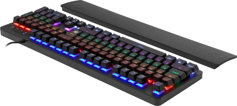 Проводная механическая клавиатура Defender Reborn, чёрная, 104 клавиши, Rainbow подсветка, Jixian Blue - фото 3 - id-p193385354