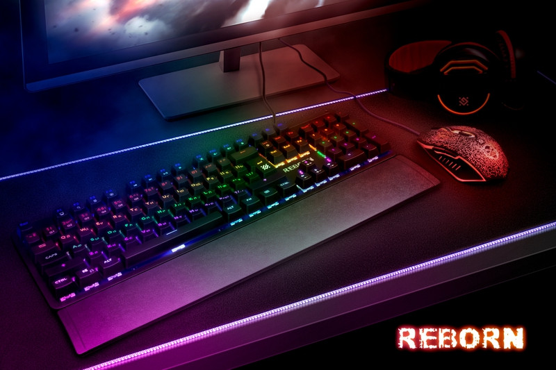Проводная механическая клавиатура Defender Reborn, чёрная, 104 клавиши, Rainbow подсветка, Jixian Blue - фото 8 - id-p193385354