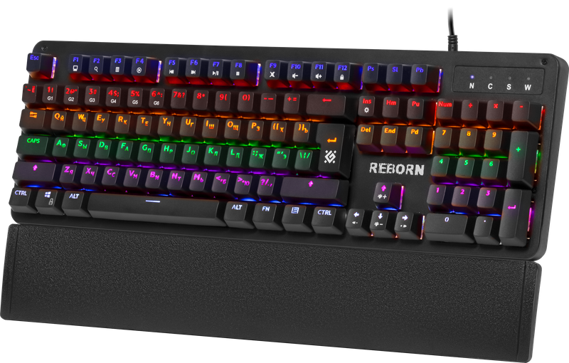 Проводная механическая клавиатура Defender Reborn, чёрная, 104 клавиши, Rainbow подсветка, Jixian Blue - фото 6 - id-p193385354