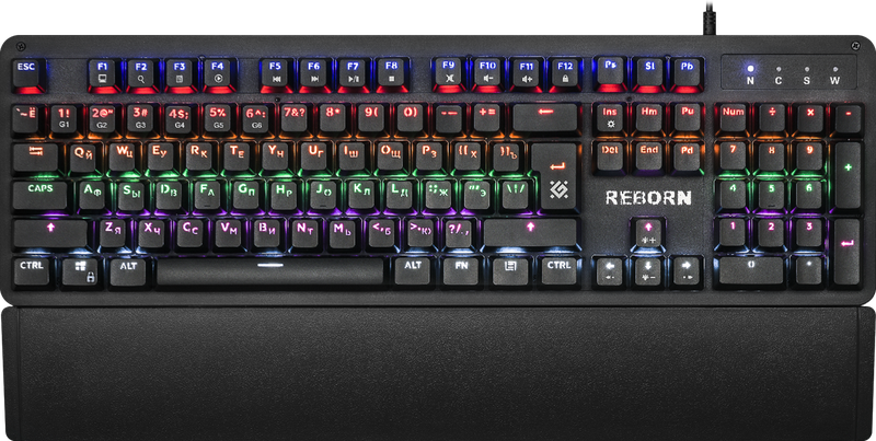 Проводная механическая клавиатура Defender Reborn, чёрная, 104 клавиши, Rainbow подсветка, Jixian Blue - фото 7 - id-p193385354