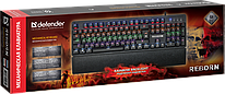 Проводная механическая клавиатура Defender Reborn, чёрная, 104 клавиши, Rainbow подсветка, Jixian Blue