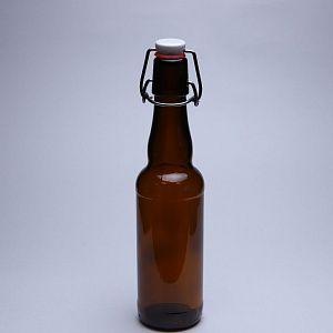 Бутылка стеклянная 330 мл «Бугельная» 0,330 л. (Коричневая) с пробкой