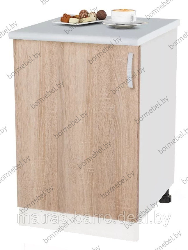 Кухонный напольный шкаф НШ50р со столешницей белый/дуб сонома - фото 1 - id-p193414092