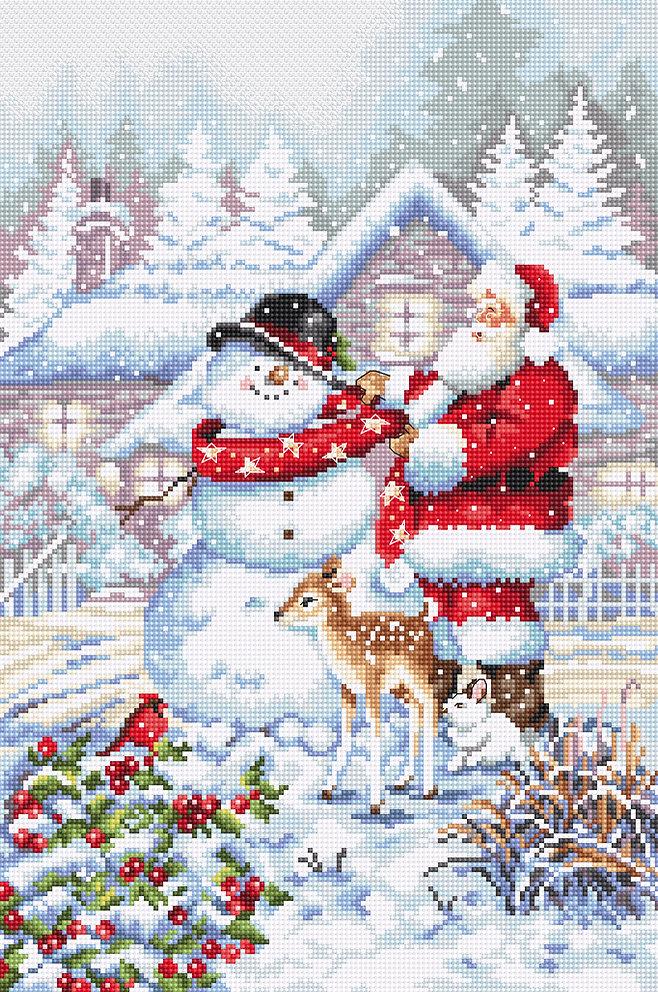 Набор для вышивания крестом "Снеговик и Санта"