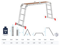 Лестница алюм. многофункц. трансформер 4х5 ступ. с настилом, 20.9кг NV200 Новая высота (Максимальная нагрузка