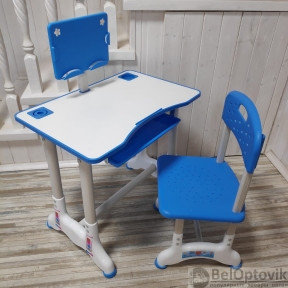 Парта и стул  FUNDESK растущие для дошкольника (подставка для книг, полка для канцтоваров) Синий