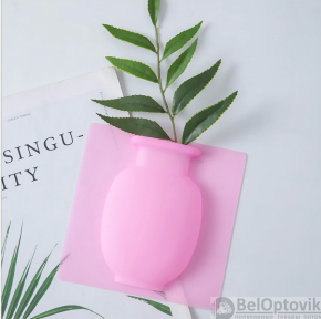 Настенная силиконовая ваза для цветов Magic Vase, многоразовая Розовая