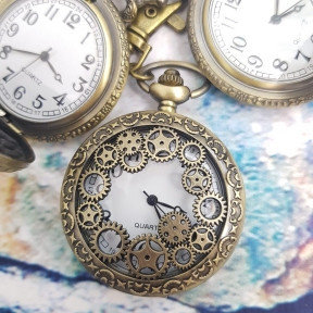 Карманные часы с цепочкой и карабином Шестерни