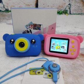 NEW design Детский фотоаппарат Zup Childrens Fun Camera со встроенной памятью и играми Мишка Синий