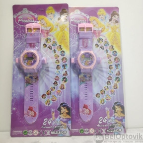 Часы детские наручные с проектором 24 картинки Принцесы Disney