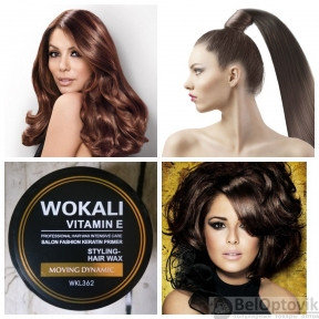 Гель-воск для укладки волос профессиональный Stayling-Hair Wax WOKALI Vitamin E, 150g Нормальной фиксации