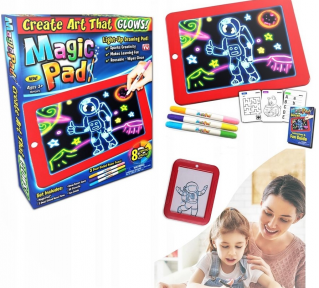 Планшет для рисования светом c разноцветной подсветкой Magic Pad с 6 разноцветными маркерами, 8 режимов - фото 1 - id-p193428080
