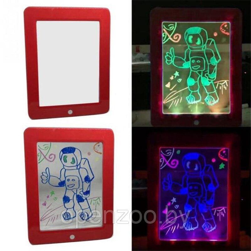 Планшет для рисования светом c разноцветной подсветкой Magic Pad с 6 разноцветными маркерами, 8 режимов - фото 6 - id-p193428488