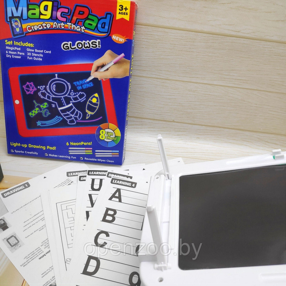 Планшет для рисования светом c разноцветной подсветкой Magic Pad с 6 разноцветными маркерами, 8 режимов - фото 10 - id-p193428488