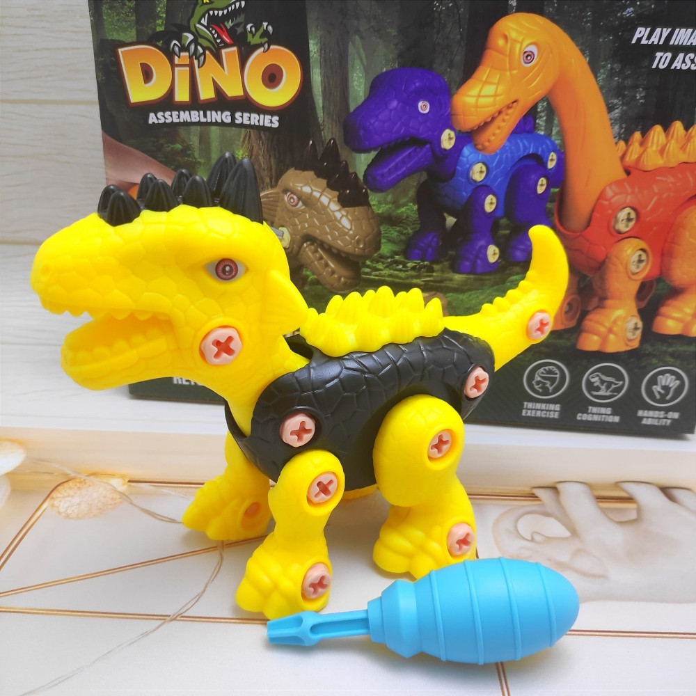 Конструктор DINO с шуруповертом на батарейках. Три динозавра в комплекте Цвет MIX - фото 4 - id-p149236065