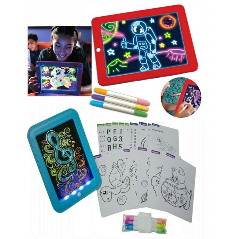 Планшет для рисования светом c разноцветной подсветкой Magic Pad с 6 разноцветными маркерами, 8 режимов подсве