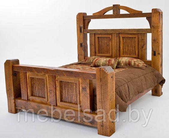 Кровать деревянная рустикальная "Хозяин №8" Ш1600мм*Д2200мм