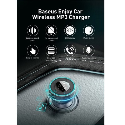 Автомобильный FM-трансмиттер (модулятор) Baseus Enjoy Bluetooth 5.0 MP3 FM/AUX c функцией зарядного устройства - фото 5 - id-p193464271