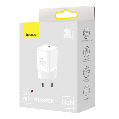 Сетевое зарядное устройство Baseus GAN3 Fast Charger 1C 30W EU (CCGN010102) белое - фото 4 - id-p193464272