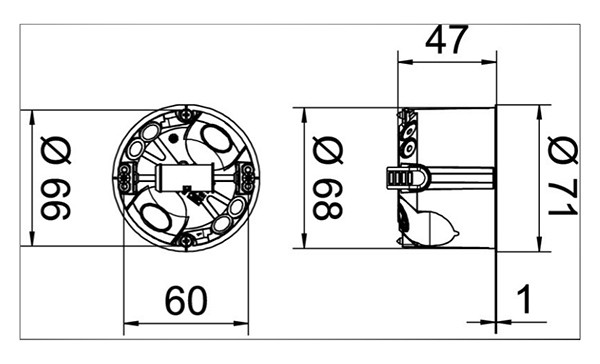 Подрозетник OBO HG 47-L одиночный, 850°С, 68мм, h=47мм, для полых стен, с винтами - фото 3 - id-p193462360