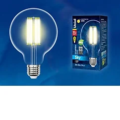 Ретро лампа Эдисона UNIEL LED-G95-15W/3000K/E27/CL PLS02WH  ПРОЗРАЧНАЯ КОЛБА