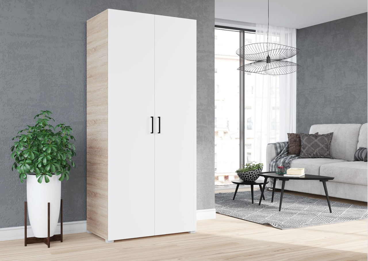 Шкаф 2 ств VICTOR - Белый/Сонома (Горизонт)