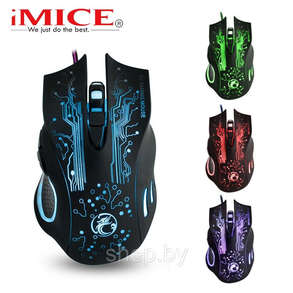 Игровая мышь IMICE X9, черный, 6 клавиш,LED-подсветка