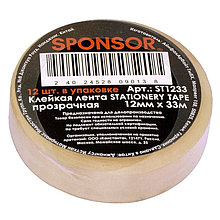 Скотч канцелярский SPONSOR прозрачный: ширина-12мм, длина-33м.