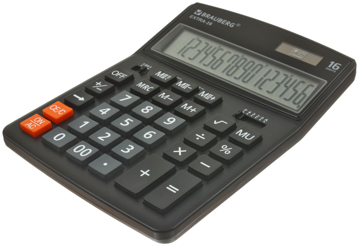 Калькулятор 16-разрядный Brauberg Extra-16 черный - фото 1 - id-p193487668