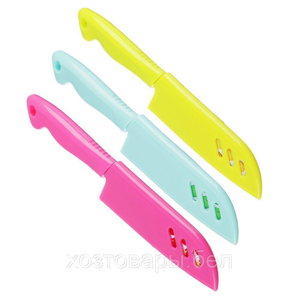Нож кухонный 10см с антиналипающим покрытием в чехле цвет ассорти - фото 2 - id-p193488325