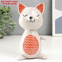 Сувенир керамика "Котик в блаженстве" красно-серый 9,7х8,2х17 см